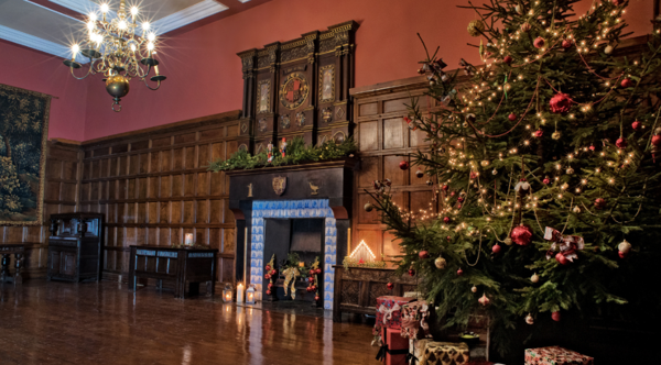 The ballroom at Cannon Hall which has been fully decorated for Christmas