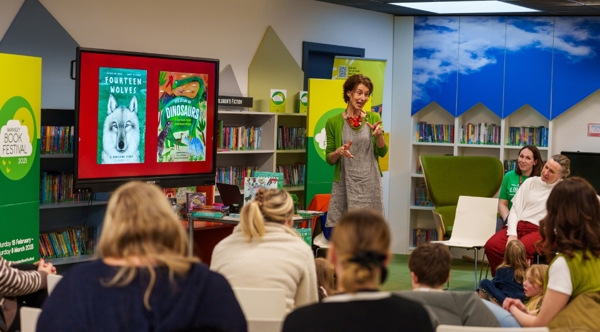 Photograph Of Catherine Barr Talking To Audience At Barnsley Book Festival 2025