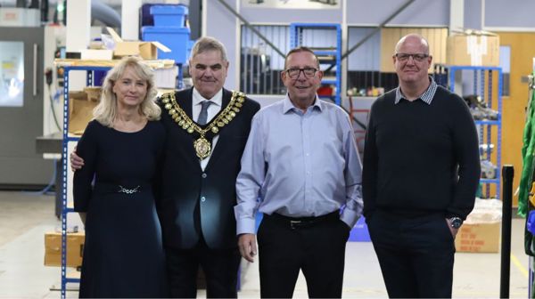 Mayor Of Barnsley Cllr John Clarke JP With CTM UK Directors Shane And Ruth Wootton And Business Unit Manager Simon Pepper