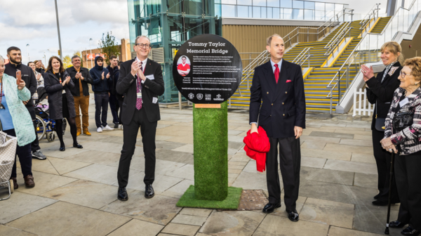 His Royal Highness The Duke Of Edinburgh Officially Renames The Tommy Taylor Memorial Bridge With Sir Stephen Houghton