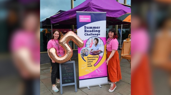 Libraries Staff Outside Library @ The Lightbox During The Launch Of The Summer Reading Challenge