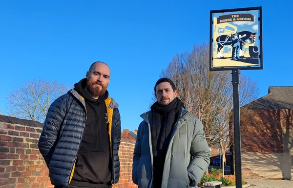 Artists Tom Jackson and Craig Evans in Horse and Groom Square