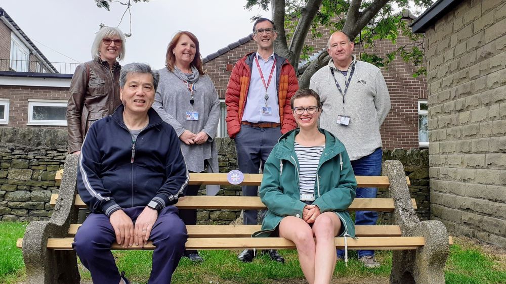 People on a new bench in penistone