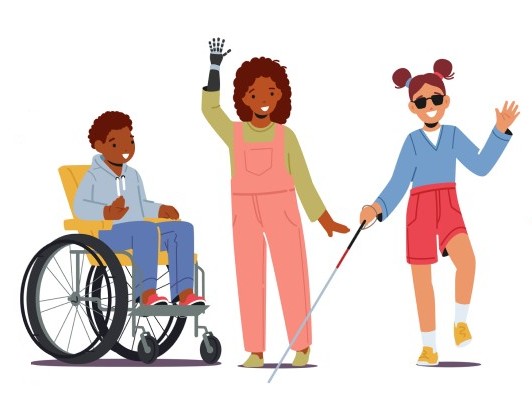 Cartoon Of Three Children With Disabilities Cartoon Of Three Children With Disabilities