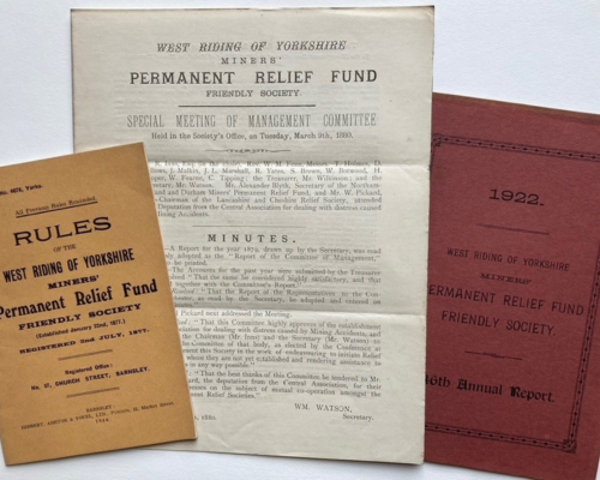 West Riding Miners’ Permanent Relief Fund Archived Documents Including Annual Reports And Rule Books