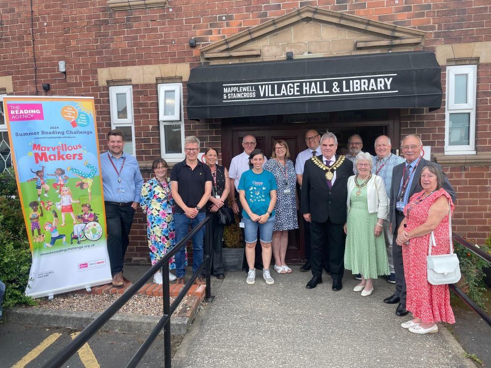 The Mayor Opening The Refurbished Mapplewell Village Hall And Library