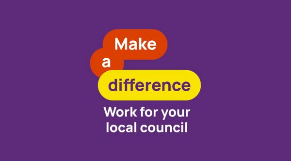 Make A Difference Work For Your Local Council Campaign Logo Against Purple Background