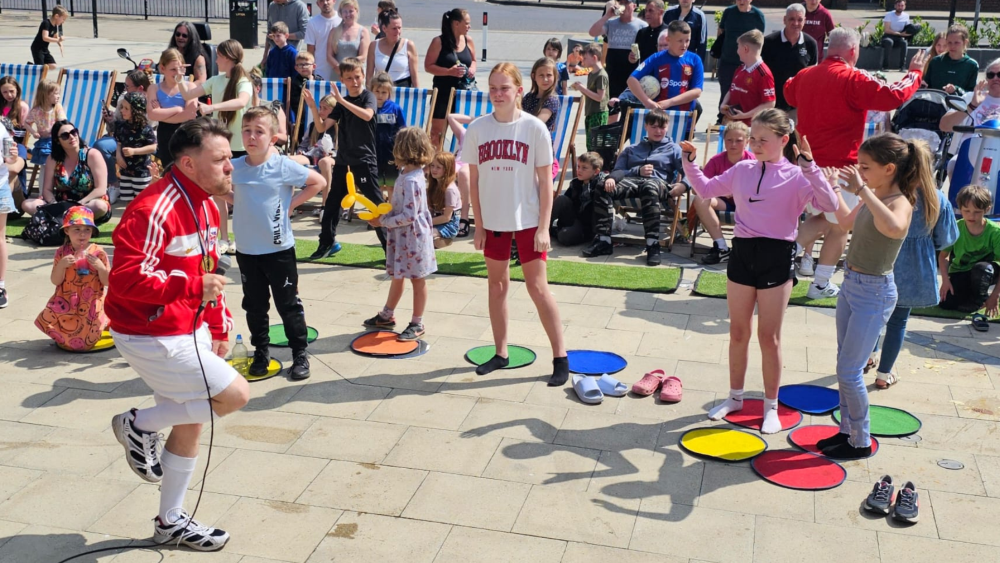 Children Playing in town centre